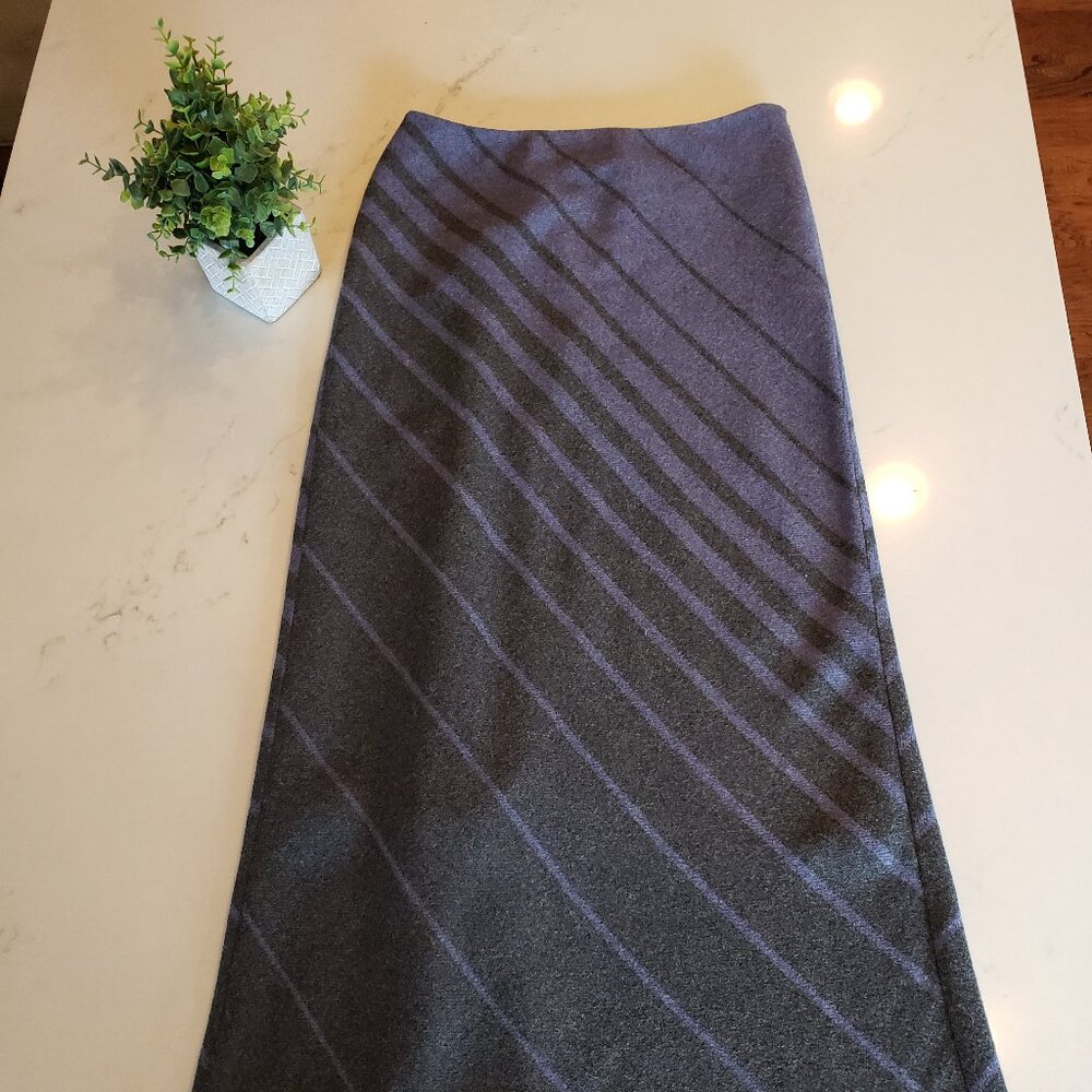 Gray and Purple Ankle Length Wood Skirt